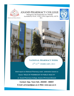 Anand Pharmacy College Anand have celebrated National pharmacy Week (NPW) on 4th to 11th Feb 2013