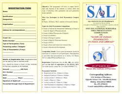 Sal Pharmacy Organizes one day national seminar and oral presentation competition on SCOPE OF INDIAN PHARMACIST&ndash; IN INDIA AND ABROAD.