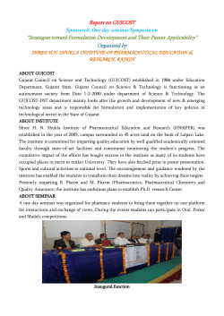 A Report on :GUJCOST Sponsored National Seminar and symposium on. &ldquo;Strategies Toward Formulation Development and Their Patent Applicability&rdquo;
