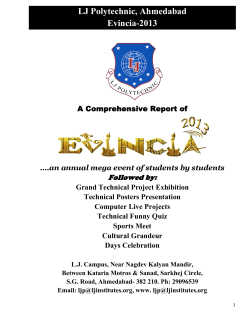 A comprehensive Report of Evincia-2013 organized at L J Polytechnic,Ahmedabad