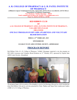 HIV/AIDS Awareness and Voluntary Blood Donation&rdquo; Program Scheduled on Friday, 21st February, 2013 at A. R. College of Pharmacy & G. H. Patel Institute of Pharmacy, Vallabh Vidyanagar