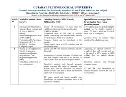 General Recommendations for the faculty members & and Paper Setter for the subject Quantitative Analysis &ndash; II (QA-II), Sub Code: - 2820007, MBA-I, Semester-II (Report of the Subject Workshop conducted at SJPI-NICM, on 9th March 2013