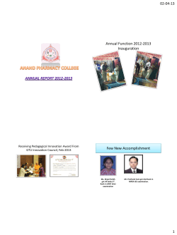 Anand Pharmacy College organized Annual Report 2012-2013