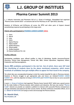 REPORT: Pharma Career Summit- 2013 and Pharma Cradle organized by LJ Group of Institutions