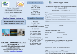One Day National Seminar on "Hyphenated Techniques in Pharmaceutical Analysis" 14th September 2013 organizes by Indukaka Ipcowala Collage Of Pharmacy V V Nagar
