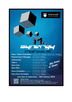 MCA Symposium - Synergy 2014 @ Marwadi Institute, Rajkot on 17th & 18th Jan 2014.