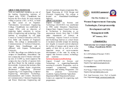 GUJCOST sponsored One Day Seminar on Women Empowerment: Emerging Technologies, Entrepreneurship Development and Life Management skills 30th January, 2014 Organized by Vishwakarma Government Engineering College, Chandkheda-382424