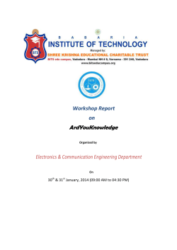 BABARIA INSTITUTE OF TECHNOLOGY-E&C DEPARTMENT ORGANIZED TWO DAYS WORKSHOP ON ARDUINO MICROCONTROLLER ON 30 & 31 JANUARY-2014 AT VARNAMA,VADODARA
