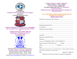 Narmada College of Computer Application,Bharuch are organizing STTP on 10th -14th March, 2014.The Theme of the STTP is "Intellectual Property Rights and Information Technology Act"