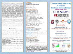 2nd National Seminar and Workshop on Advances in Open Source Mobile Technologies (SABAR-AOSMT-2014) on 24 - 25 April, 2014 at Sabar Institute of Technology for Girls,At & PO : Tajpur.