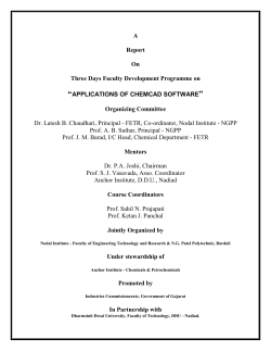Three days faculty development programme on "Applications of Chemcad Software" on 3rd - 5th July 2014 in chemical engineering department,Faculty of Engineering Technology and Research,