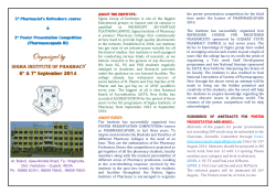 Sigma Institute of Pharmacy organizes Fifth Refresher Course for Registered Pharmacist and Third National Level Poster Presentation competition on 6th and 7th September 2014