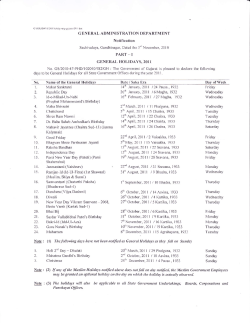 General Holidays - 2011