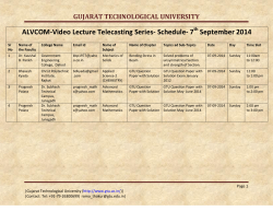 ALVCOM- Active Learning Video Lecture Communication- Schedule for 7th September 2014