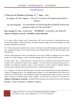 One Event Regarding : &ldquo;to contribute in finalizing the modified balanced question paper for BE and MBA.&rdquo; On Date : 30/08/2014