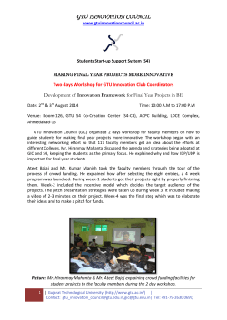 REPORT: 2-day Workshop for GTU Innovation Club Coordinators for making final year projects more innovative through a systematic use of design canvases