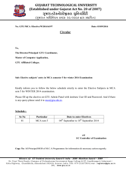 MCA sem 5 Elective subject entry - winter 2014