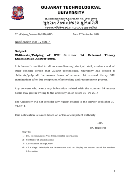 Obliterate/Pulping of GTU Summer 14 External Theory Examination Answer book