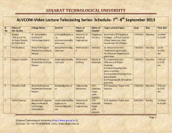 ALVCOM- Active Learning Video Lecture Communication- Schedule for 7th September-8th September 2013