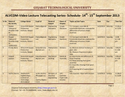 ALVCOM- Active Learning Video Lecture Communication- Schedule for 14th-15th September 2013