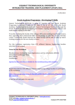 Oracle Academy Programme - Developing IT Skills for Diploma GTU affiliated colleges faculty