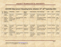 ALVCOM- Active Learning Video Lecture Communication- Schedule for 21st-22nd September 2013