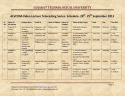 ALVCOM- Active Learning Video Lecture Communication- Schedule for 28th-29th September 2013
