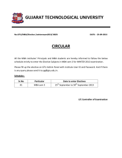 Entry of Elective Subjects for MBA Sem -3 (Winter-2013)