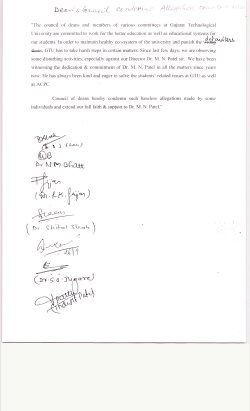 Dean's Council Condemns Allegation against Dr. M N Patel