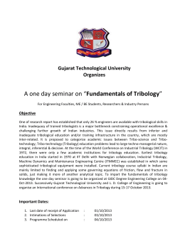 One day seminar on Fundamentals of Tribology Scheduled at GIDC Engineering College, Navsari on 04th October, 2013