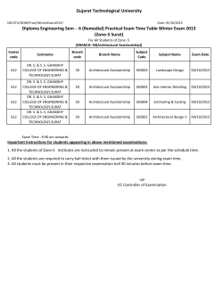 Diploma Engineering Sem - 6 (Remedial) Practical Exam Time Table Winter Exam 2013 (Zone-5 Surat)(BRANCH: 50(Architectural Assistantship))(Revised)
