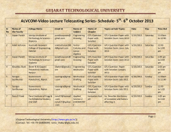 ALVCOM- Active Learning Video Lecture Communication- Schedule for 5th-6th October 2013