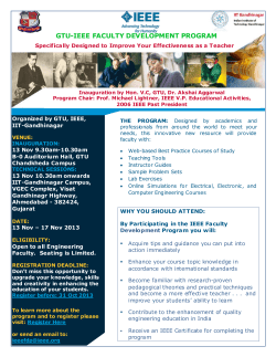 Faculty Development Program Organized by GTU, IEEE & IIT-GN on Improving your Effectiveness as a Teacher, Nov 13-17, 2013