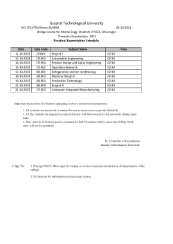 1990001- Contributor Personality Development (CPD) - Bridge Course for Marine Engg. Students of SSEC, Bhavnagar Trimester Examination -2013 Examination Schedule