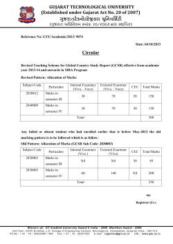 Revised Teaching Scheme for Global Country Study Report (GCSR) effective from academic year 2013-14 and onwards in MBA Program