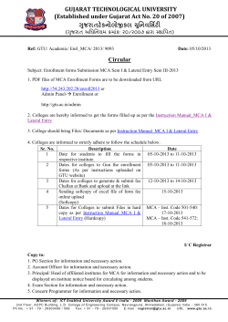 Enrollment forms Submission MCA Sem I & Lateral Entry Sem III-2013