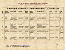 ALVCOM- Active Learning Video Lecture Communication- Schedule for 12th-13th October 2013