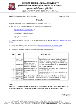 Enrollment forms Submission for BE Sem. I & D2D-2013