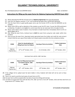 Instructions and schedule for filling Diploma Engineering Winter 2013 Exam forms.