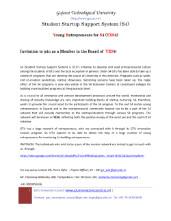 Invitation to young entrepreneurs to join as a Member in the Board of Young Entrepreneurs for S4 (YES4) for mentoring budding entrepreneurs from among students and recent alumni of GTU