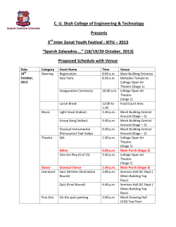 Schedule for Xitij 2013 (Inter Zonal Youth Festival)