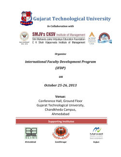TWO DAY INTERNATIONAL FDP (iFDP) For MBA, Organised by Gujarat Technological University, Chandkheda Campus, Ahmedabad on 25-26 October, 2013