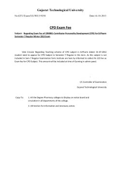 B.Pharm Sem-7 CPD Exam Fee for Winter 2013 Exam