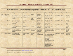 ALVCOM- Active Learning Video Lecture Communication- Schedule for 19th-20th October 2013