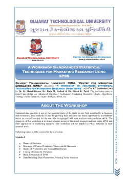 A Workshop on Advanced Statistical Techniques for Marketing Research Using SPSS