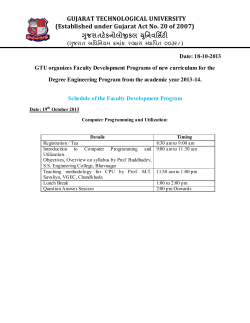 Schedule of the "Faculty Development Program" for Degree Engineering on 19th October 2013: Faculties from each and every college must participate.