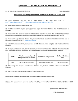 Instructions for filling up the exam forms for M.E WINTER Exam-2013