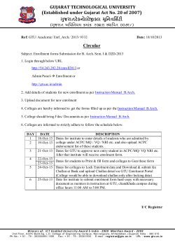 Enrollment forms Submission for B. Arch. Sem. I & D2D-2013