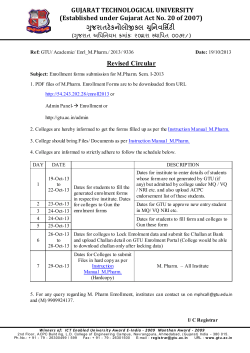 Enrollment forms submission for M.Pharm. Sem. I-2013
