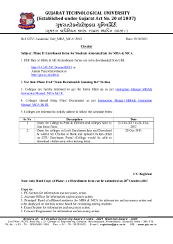 Phase II Enrollment forms for Students reinstated late for MBA & MCA
